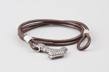 Bracelet Viking Marteau de Thor (Mjolnir) en alliage métallique et cuir
