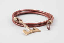 Bracelet Viking Hache en Cuir et Bronze 