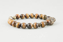Bracelet en œil de Tigre et Têtes de Mort et bronze