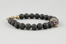 Bracelet en Perles de lave : Tête de Mort et bronze
