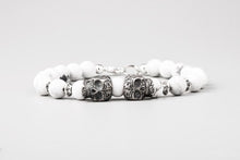 Bracelet Têtes de Mort en granite blanc et bronze