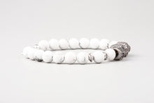 Bracelet Têtes de Mort en granite blanc et bronze