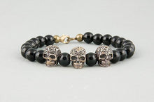 Bracelet Têtes de Mort en céramique et bronze