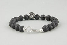 Bracelet en Perles de lave : Tête de Mort et bronze plaqué argent