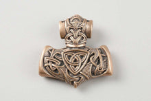 Collier Viking Marteau de Thor (Mjölnir) décoré des Loups d'Odin (Geri et Freki)