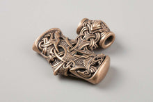Collier Viking Marteau de Thor (Mjölnir) décoré des Loups d'Odin (Geri et Freki)