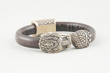Bracelet Viking Serpent de Midgard (Jormungandr) en Cuir et Bronze 