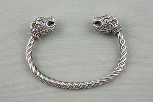 Bracelet Torque Viking "Drakkar" en Argent Massif