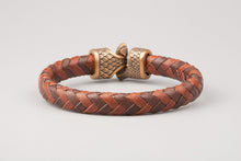 Bracelet Viking Griffe de Dragon (Nídhögg) en Cuir Tréssé et bronze