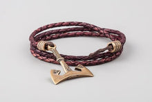 Bracelet Viking Hache Bronze et Cuir tréssé
