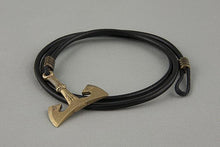 Bracelet Viking Hache en Cuir et Bronze 