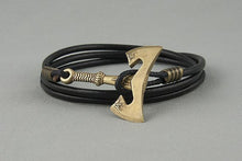 Bracelet Viking Hache en Cuir et Bronze 