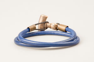 Bracelet Viking minimaliste (Mjölnir) en Cuir Bleu 