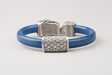 Bracelet Viking Serpent de Midgard (Jormungandr) en Cuir et Bronze plaqué Argent 