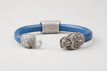Bracelet Viking Serpent de Midgard (Jormungandr) en Cuir et Bronze plaqué Argent 