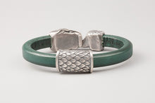 Bracelet Viking Serpent de Midgard (Jormungandr) en Cuir et Bronze plaqué Argent 