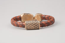 Bracelet Viking Serpent de Midgard (Jormungandr) en Cuir Tressé et bronze