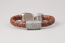 Bracelet Viking Serpent de Midgard (Jormungandr) en Cuir Tressé et bronze